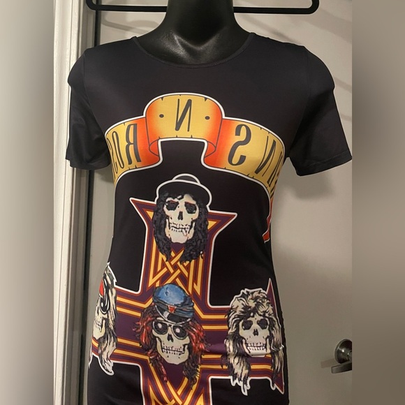Black Guns N Roses Graphic Fitted Dress, Size Small - Picture 2 of 15